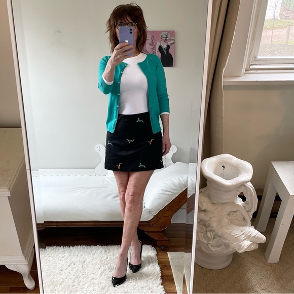 VINTAGE BLACK SKORTS ZIPPER HIGH HEEL EMBROIDERY ZIPPER BLUE PINK YELLOW - Picture 9 of 9